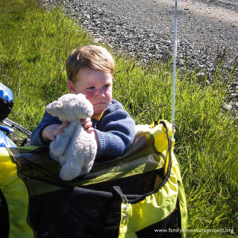 Boy with toy lamb