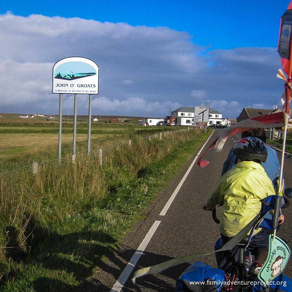 Arriving at John O Groats by bicycle