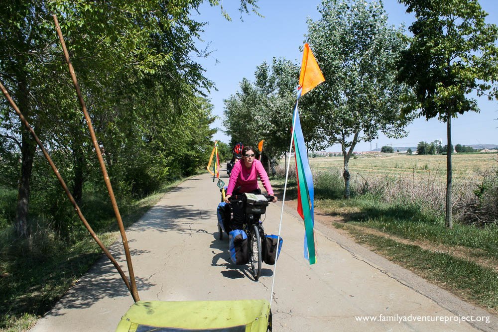 Cycling a traffic free section of Camino de Santiago