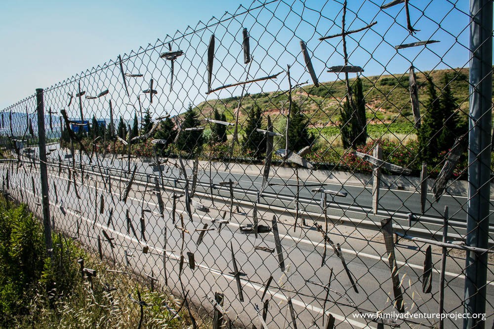 Crosses on the Pilgrim Motorway Camino de Santiago