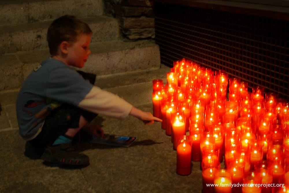 Candlelight in Church at O Cebreiro, Camino de Santiago