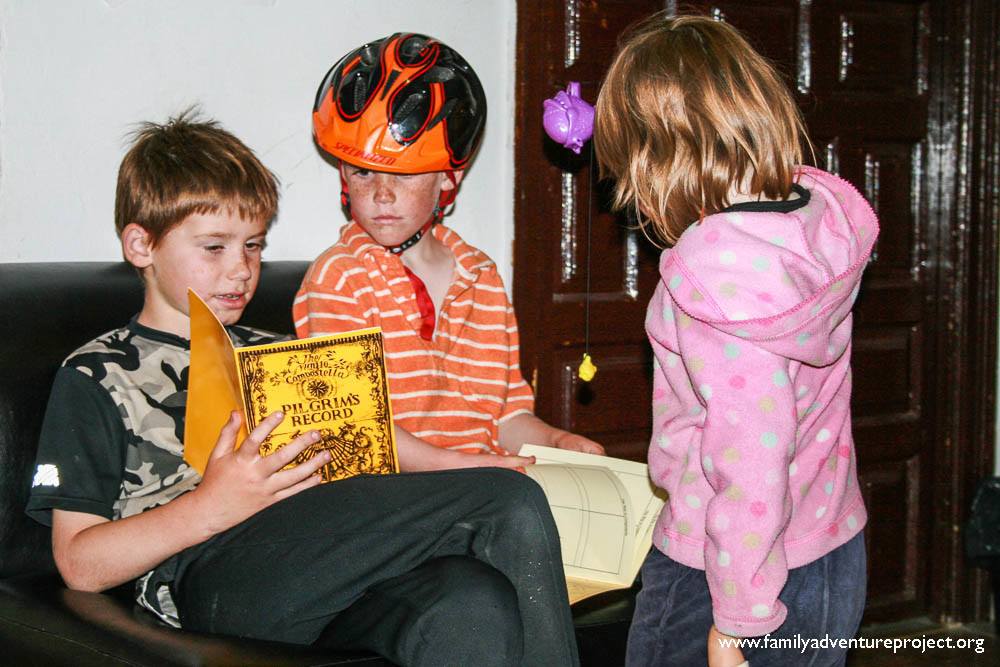 Kids with their Pilgrim Passports