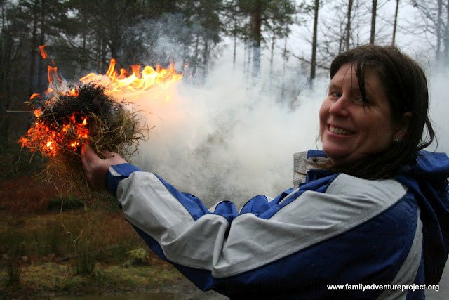 Friction firelighting Bushcraft Lake District
