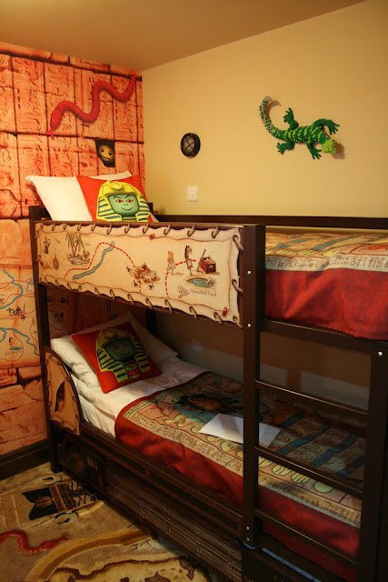 Inside our adventure themed room... bunks for kids and Lego sculpture on the walls Inside our adventure themed room... bunks for kids and Lego sculpture on the walls