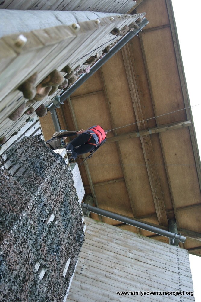 Looking up at the Zip Wire Tower, Center Parcs