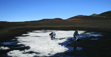 Volcanic Ash and snow on way to Askja