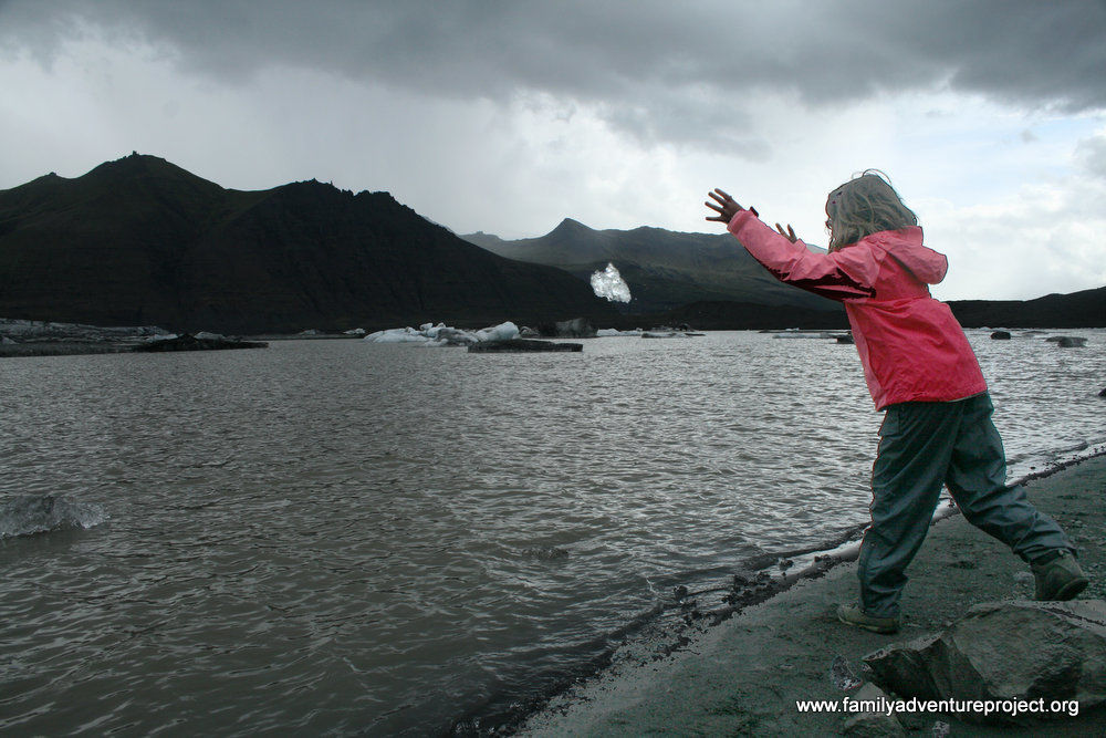 Throwing Ice into Glacial Lagoon Throwing Ice into Glacial Lagoon