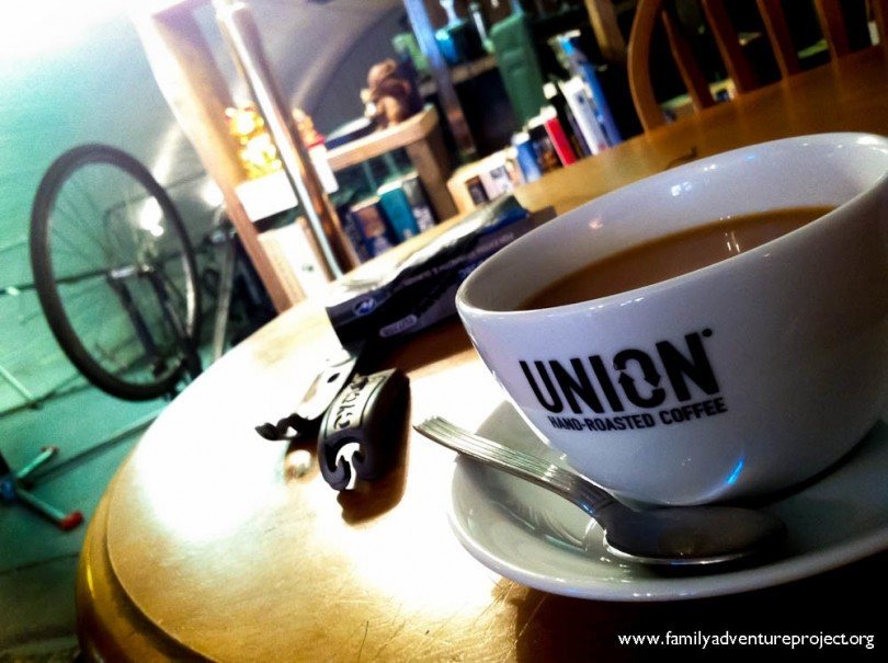 Cup of tea in bike cafe
