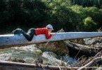 Boy Crossing River Slovakia