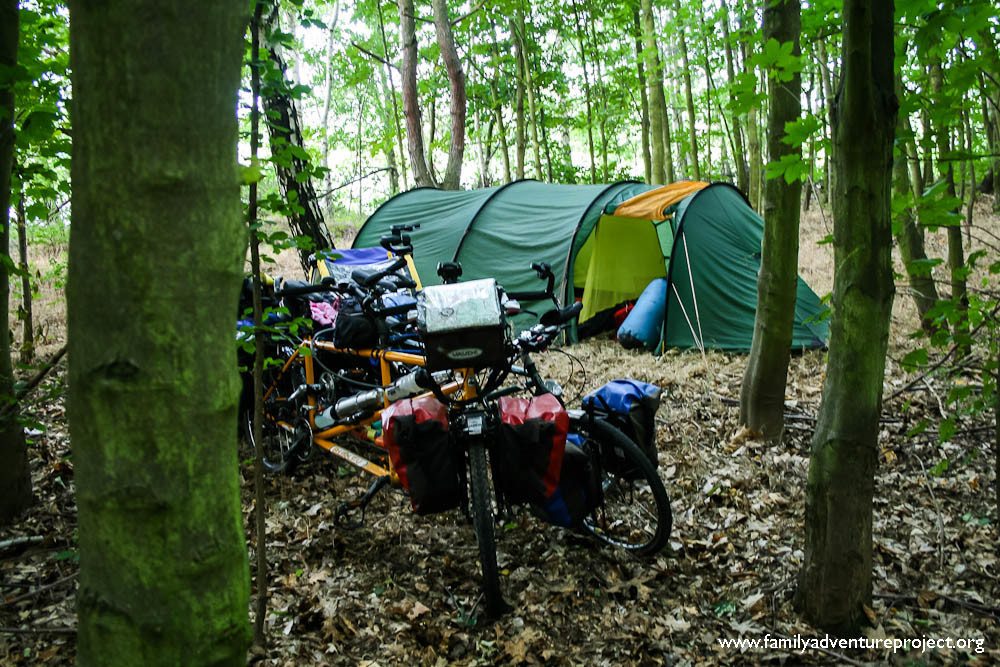 Tent wild camping in forest