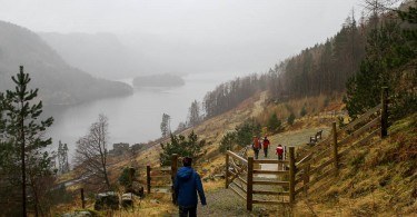 Walking down to Thirlmere Cumbria