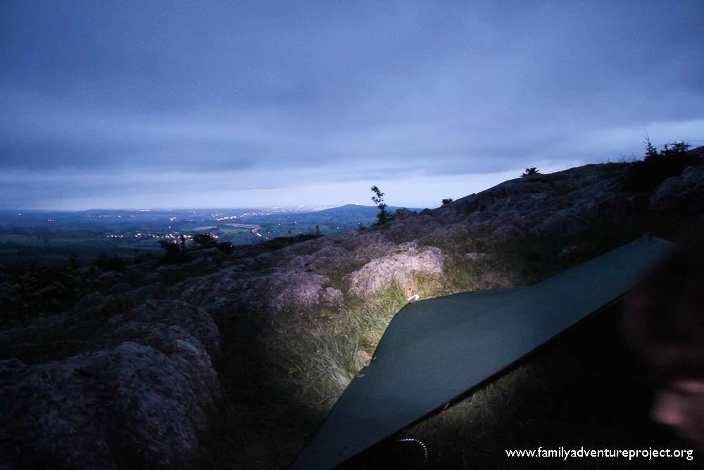 Tarp up on fell over Morecambe Bay