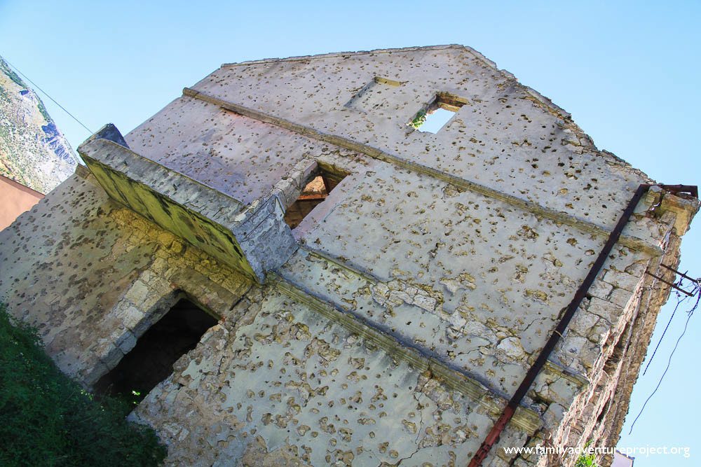 Bullet marked house Mostar, Bosnia Bullet marked house Mostar, Bosnia