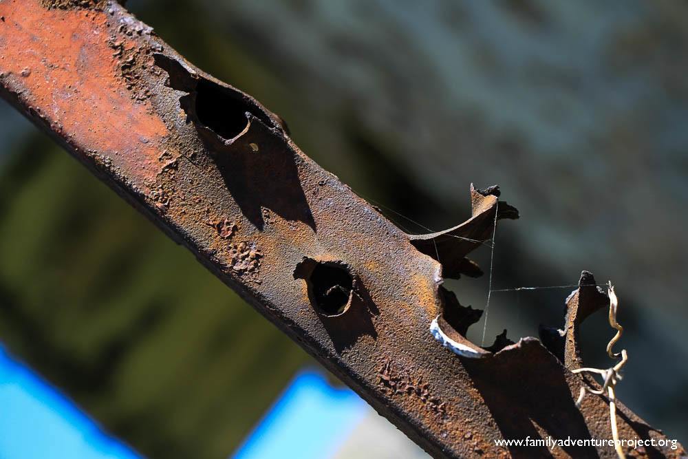 Bullet marked Girder in Mostar Bullet marked Girder in Mostar