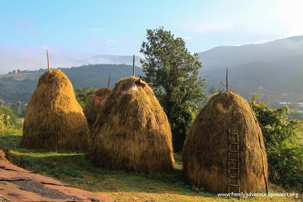 Traditional haystacks in Kosovo countryside Traditional haystacks in Kosovo countryside