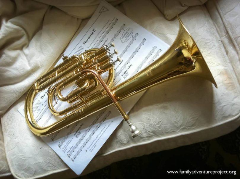 Tenor Horn with music
