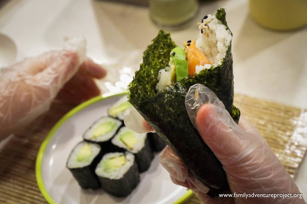 The finished Avocado Maki and Roll after Sushi school