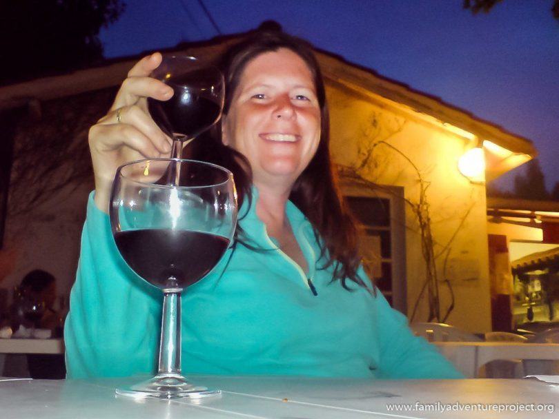Drinking a glass of wine
