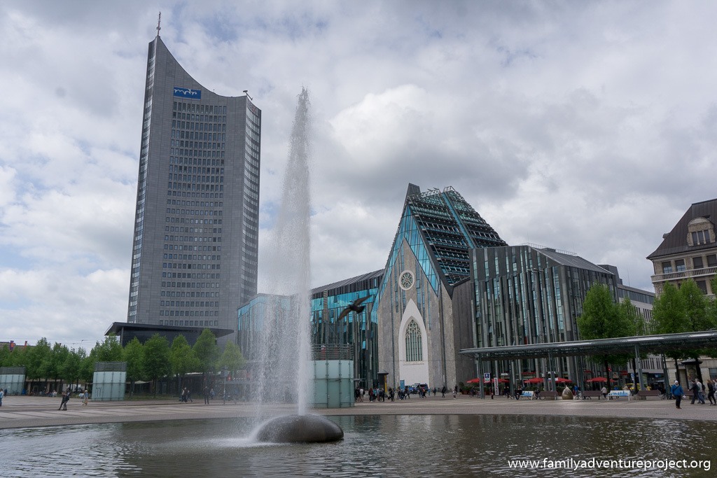 Looking across Augustusplatz Leipzig from the State Opera House