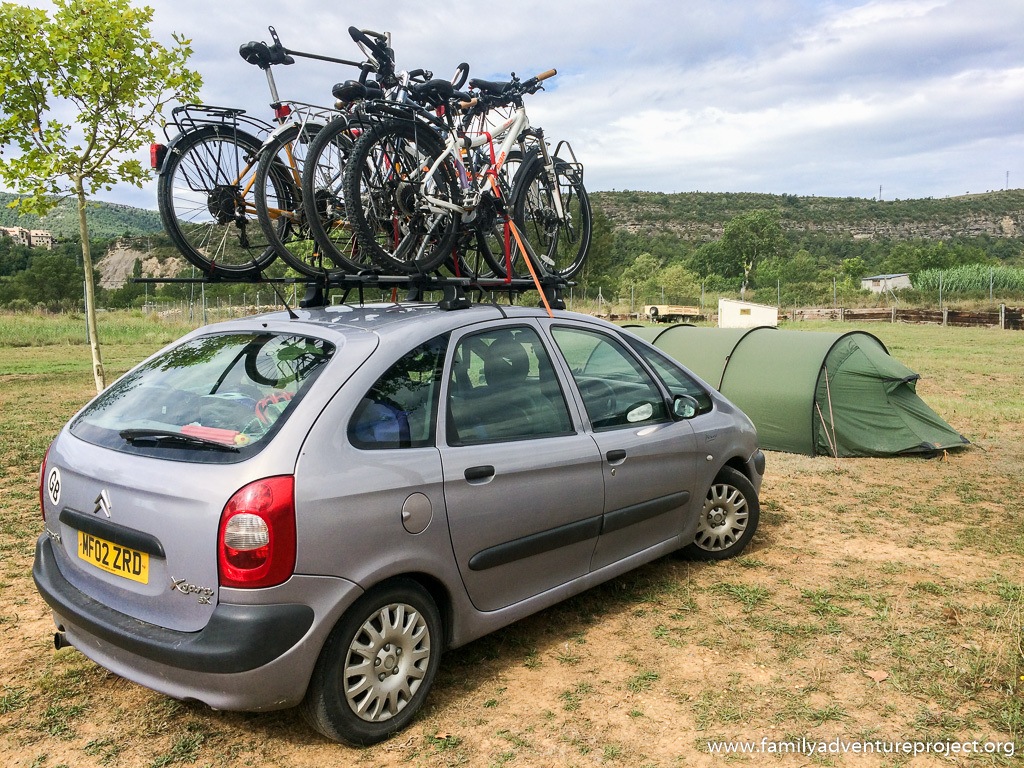 Family Road Trip with Car Packed with Gear