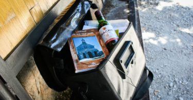 Wine in the bar bag for cyclists