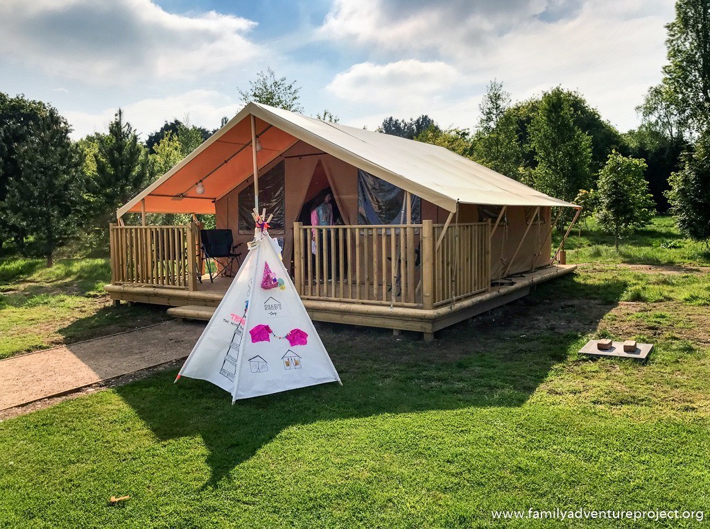 ReadyCamp Safari tent with our decorated Tipi outside