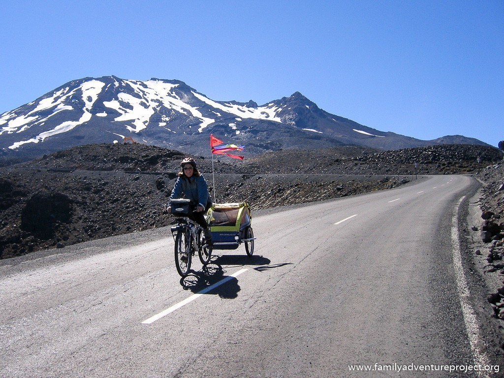 Cycling down Mount Ruapehu Volcano New Zealand