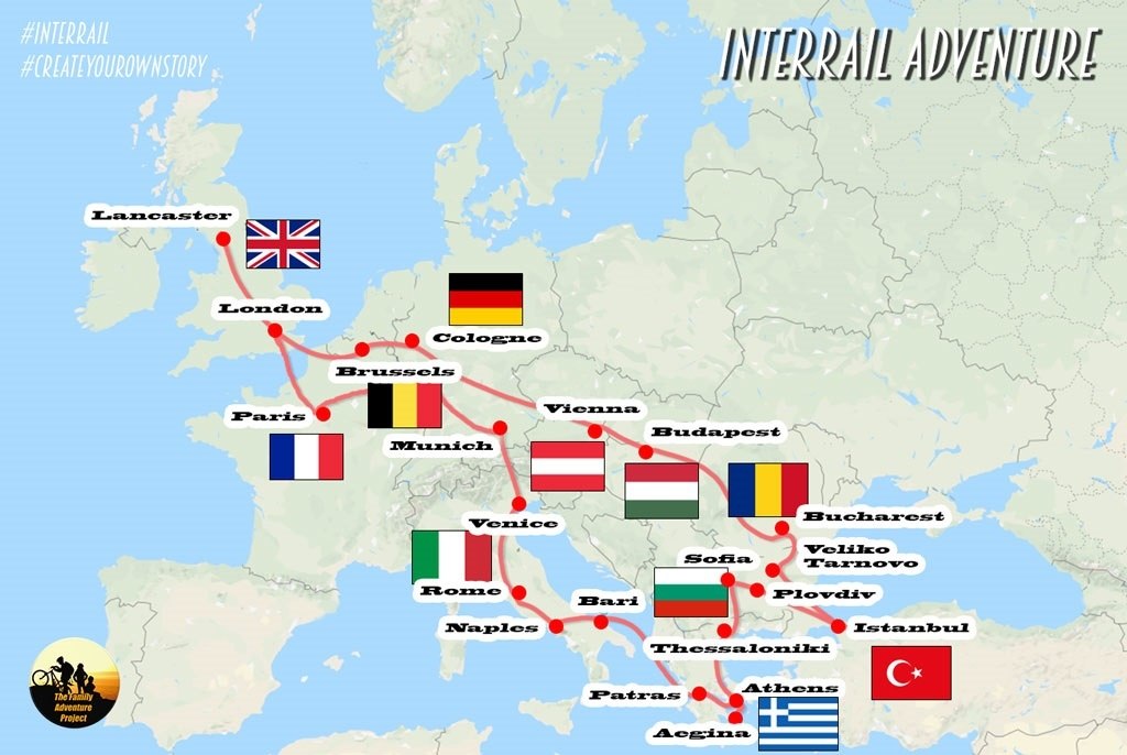 interrailing routes Europe. Image by The Family Adventure Project