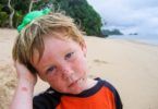 Cameron on the beach in Samoa