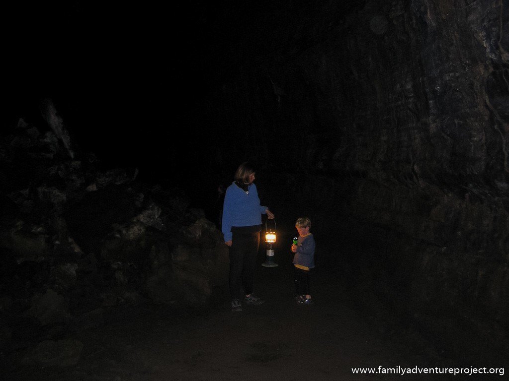 Lave caves by gaslight in Lava River Cave