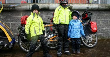 Raincoats on in Holland for Cycle Tour
