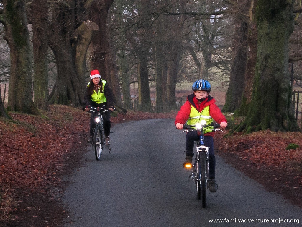 Christmas cycling in the deer park in Milnthorpe