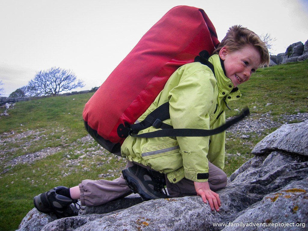 Climbing up Farleton Fell for Wild Camp