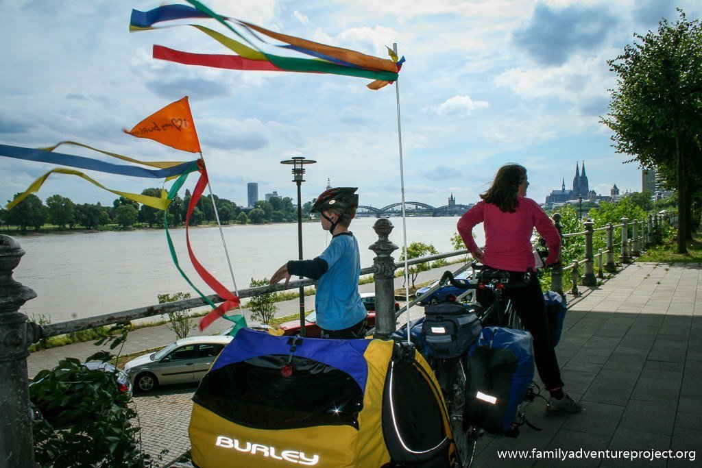 Arriving in Cologne on Rhine Cycle Path