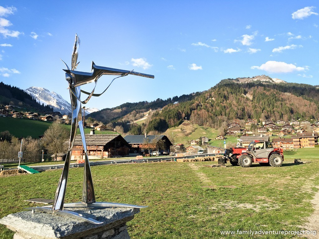 Statue at the Stade International de Biathlon Sylvie Becaert in Le Grand Bornand