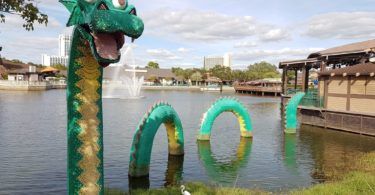 Lego dragon at Disney Springs. Image by Ella Buchan