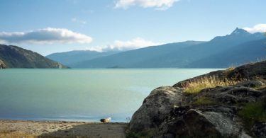 Looking out towards Bahia Murta on Lago General Carrera, on Carretera Austral, Chile