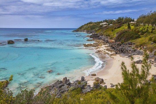 Empty Bermuda beach at Church Bay.
